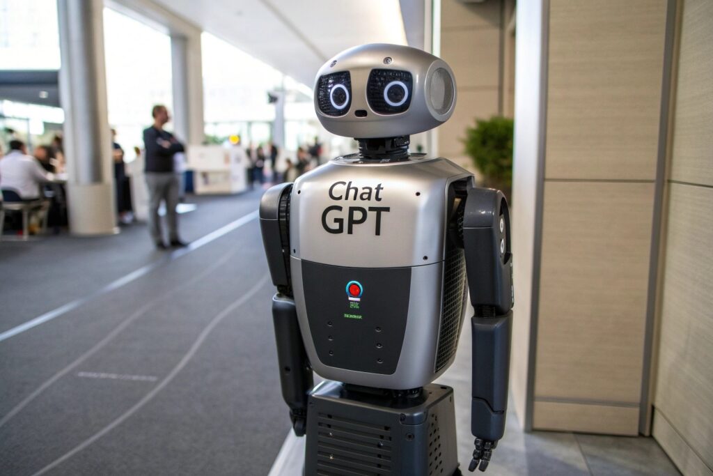 reprsente un robot avec ecrit chat gpt dessus